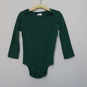 Hanna Andersson Forrest Green Long Sleeve Bodysuit Organic Cotton Size 2T
